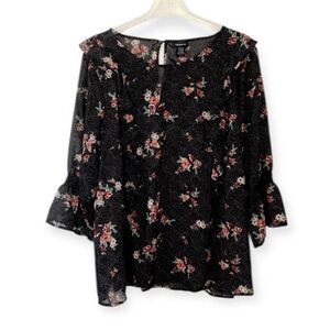 Torrid Floral Dot Print Ruffled Top